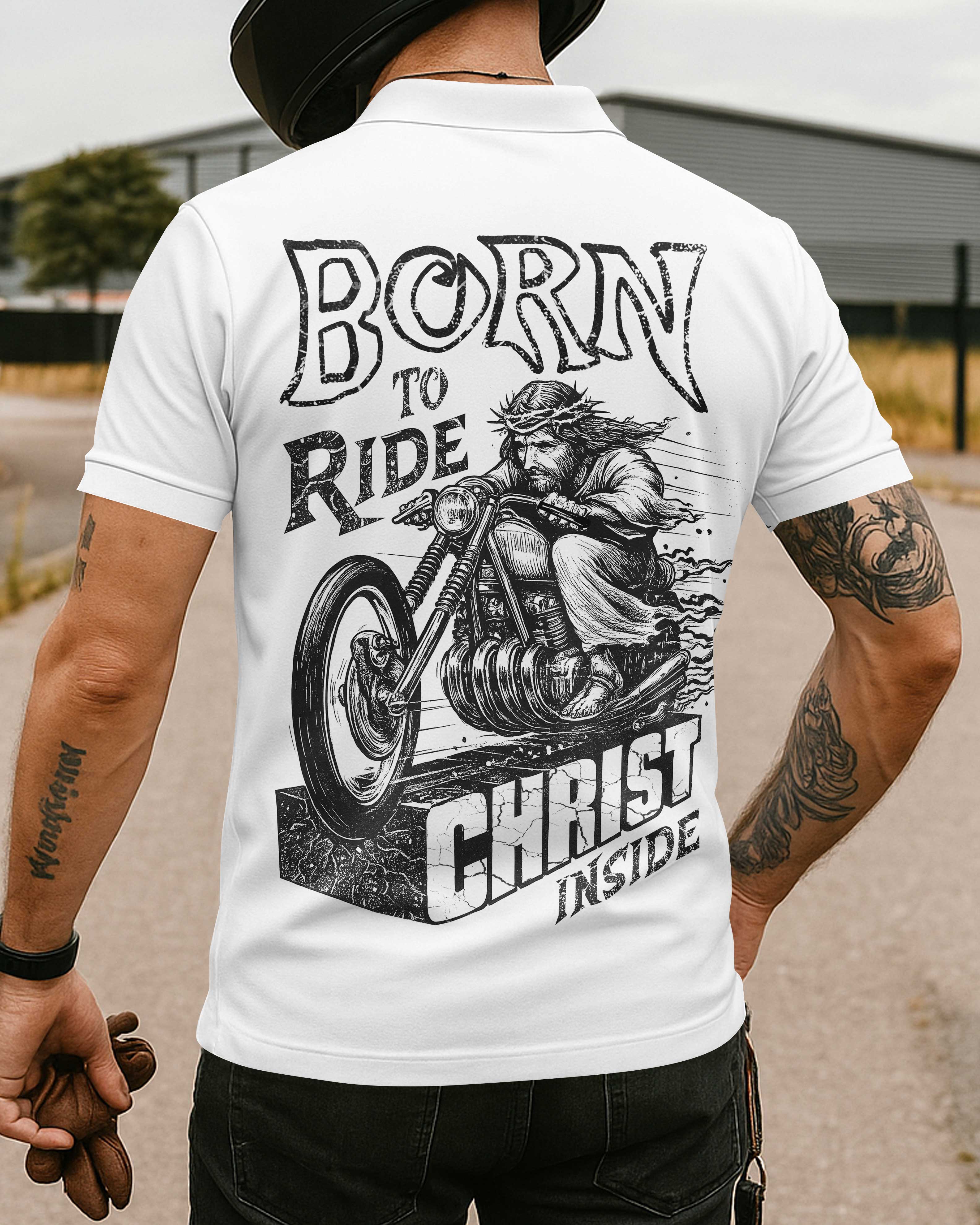 Born To Ride Christ Inside All Over Print Polo