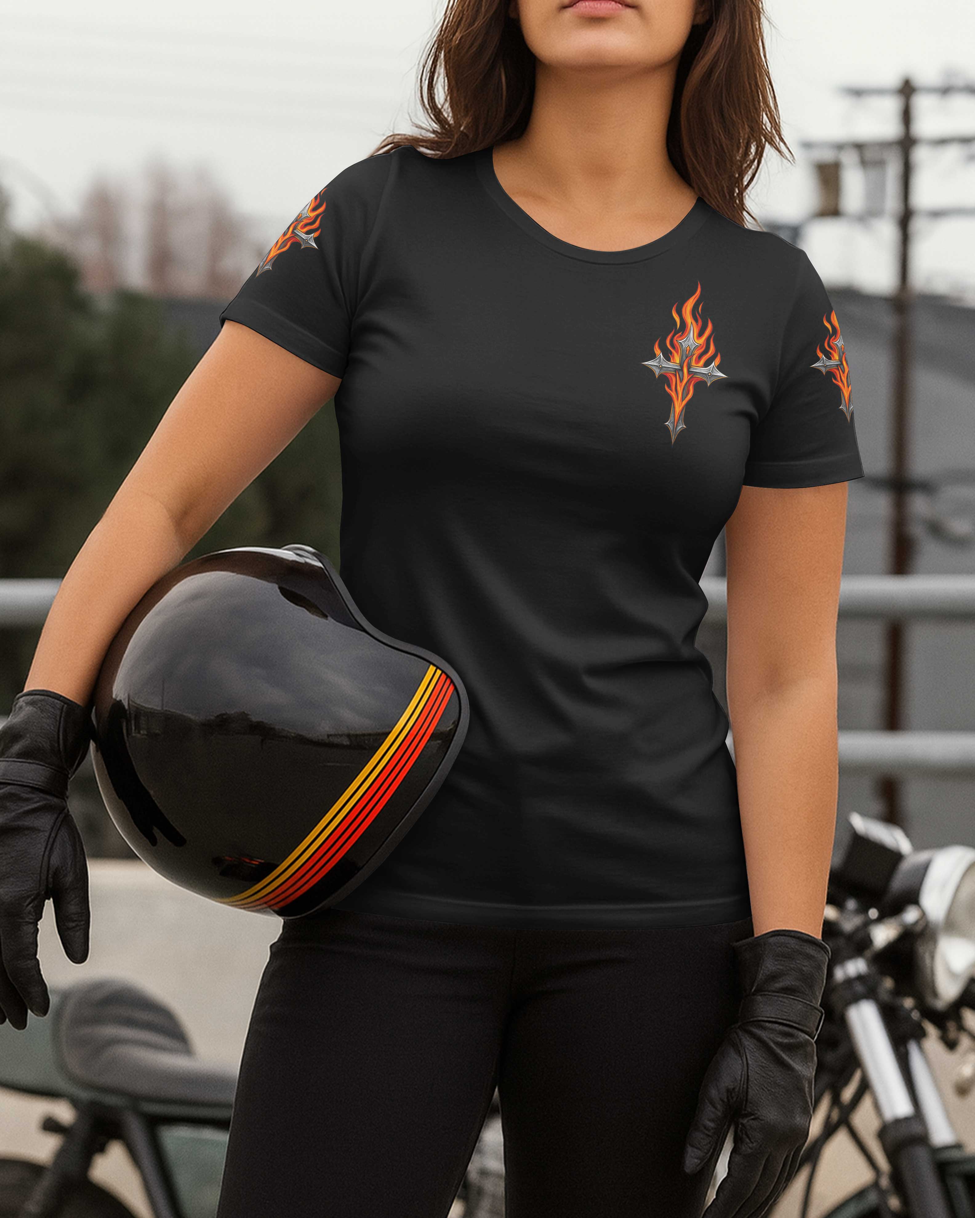 This Ain't Just Chrome And Steel It's A Prayer Of Two Wheels All Over Print T-Shirt