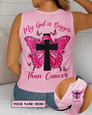 My God Is Bigger Than Cancer All Over Print V-neck Tank Top
