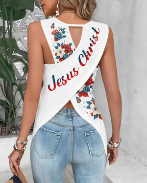 I Can Do All Things Through Christ All Over Print Cut Out Wrap Back Tank Top
