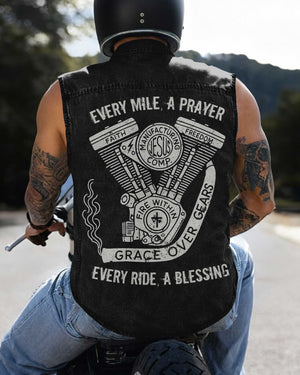 Every Mile A Prayer Sleevesless Denim Shirt