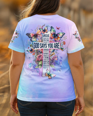 God Says You Are Unique All Over Print T-Shirt