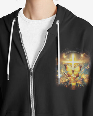 God Steps In Miracles Happen All Over Print Zip Hoodie