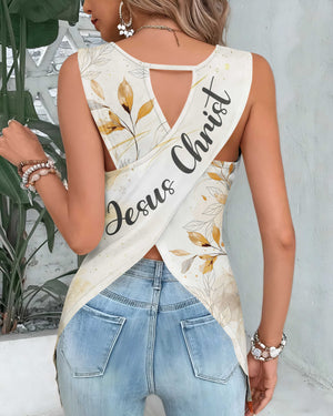 GodFidence All Over Print Crop Out Wrap Back Tank Top
