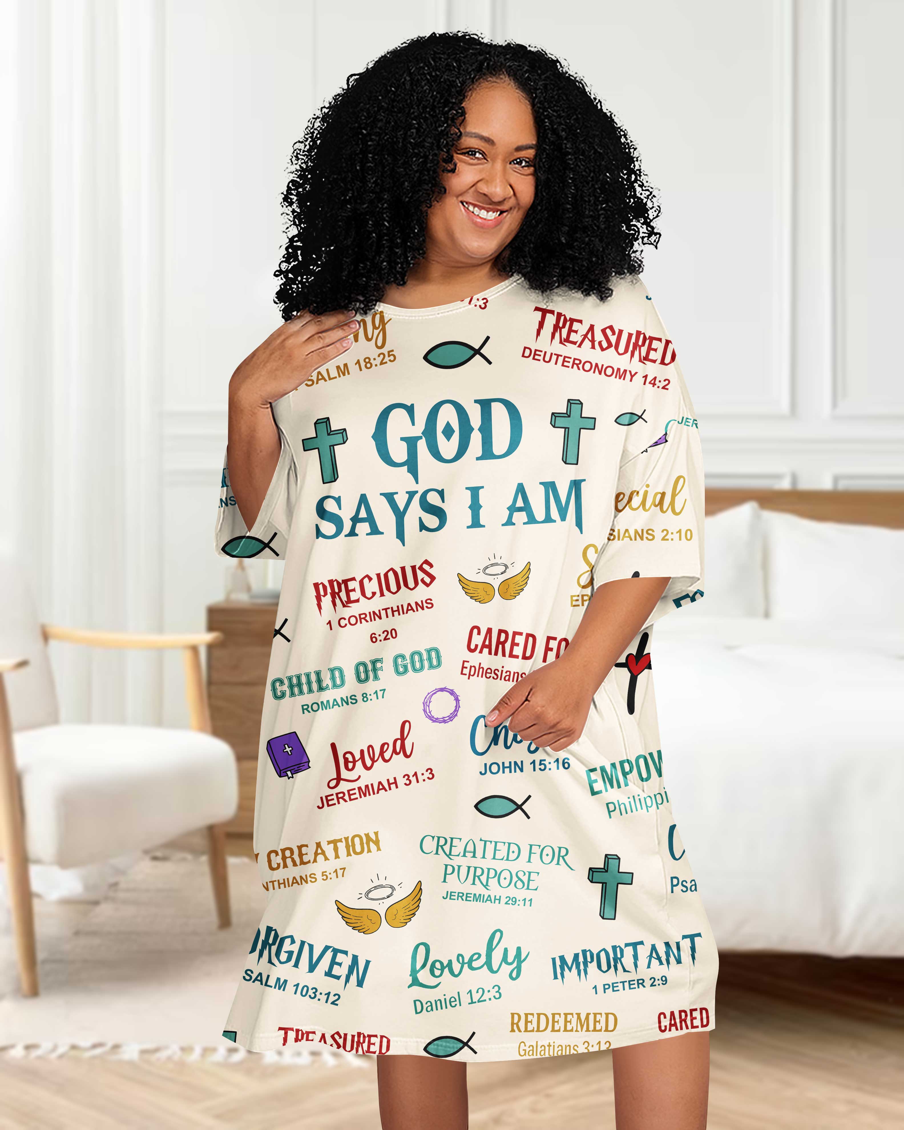 God Says I Am All Over Print Sleep Tee