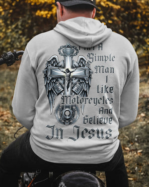 I Am A Simple Man I Like Motorcycles And Believe In Jesus Hoodie