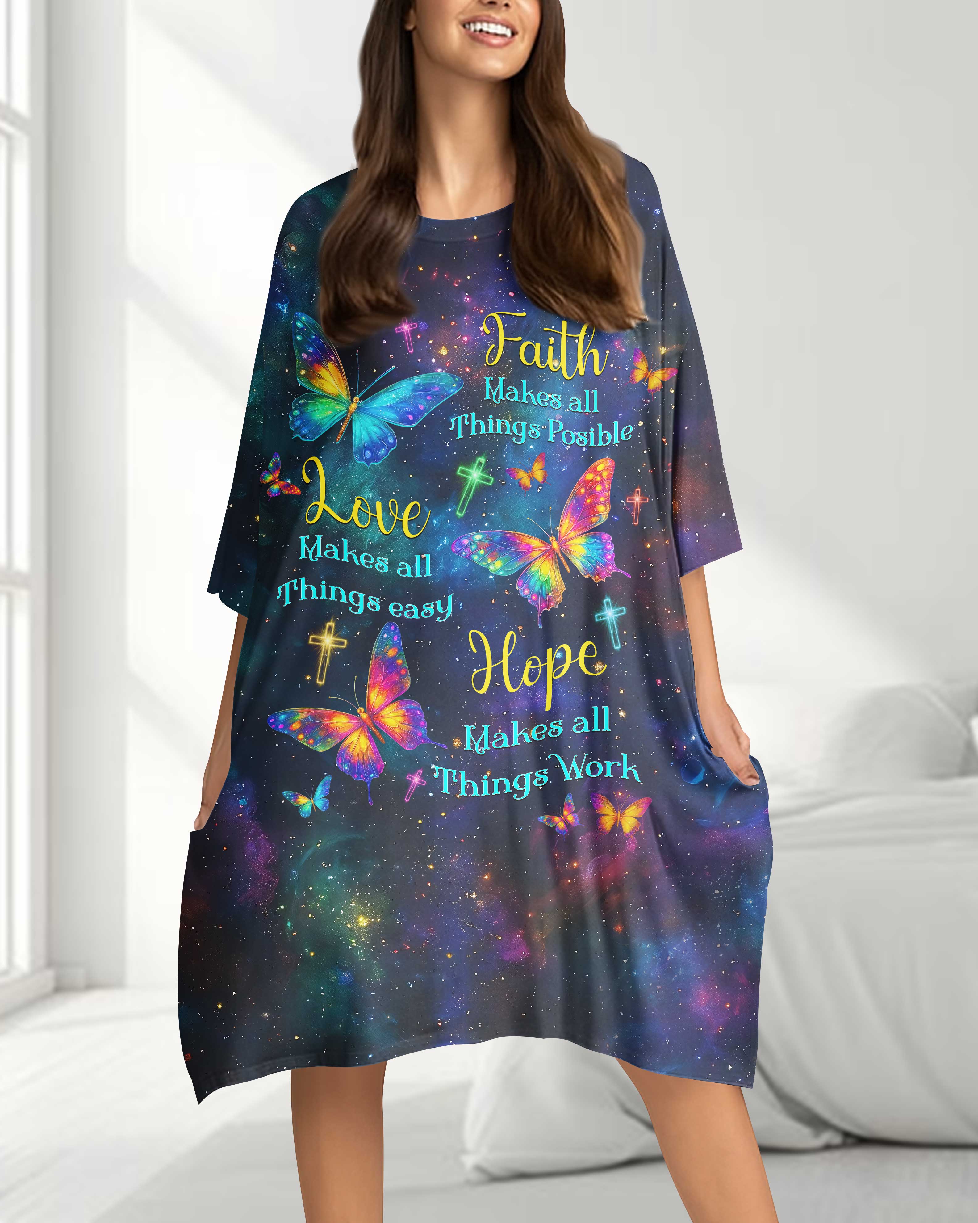 Faith Love Hope All Over Print Sleep Tee