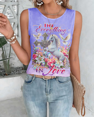 Do Everything In Love All Over Print Cut Out Wrap Back Tank Top