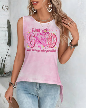 With God All Things Are Possible All Over Print Crop Out Wrap Back Tank Top