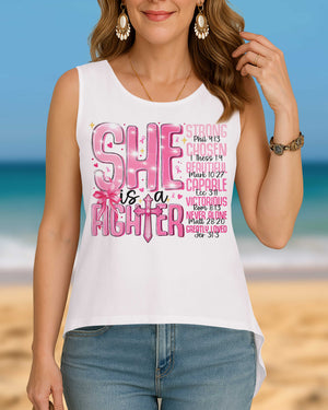 She Is A Fighter Crop Out Wrap Back Tank Top