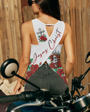 Riding Wild Cut Out Wrap Back Tank Top