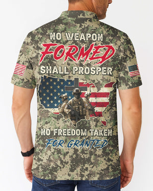 No Weapon Formed Shall Prosper All Over Print Polo