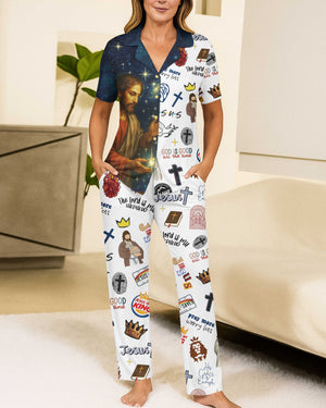 Pray More Worry Less All Over Print Button Pajamas
