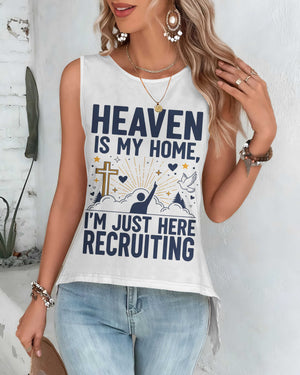 Heaven Is My Home I'm Just Here Recruiting All Over Print Crop Out Wrap Back Tank Top