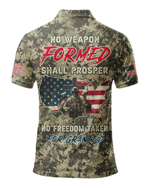 No Weapon Formed Shall Prosper All Over Print Polo