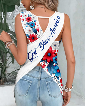 Loved By God Chosen By Jesus All Over Print Cut Out Wrap Back Tank Top