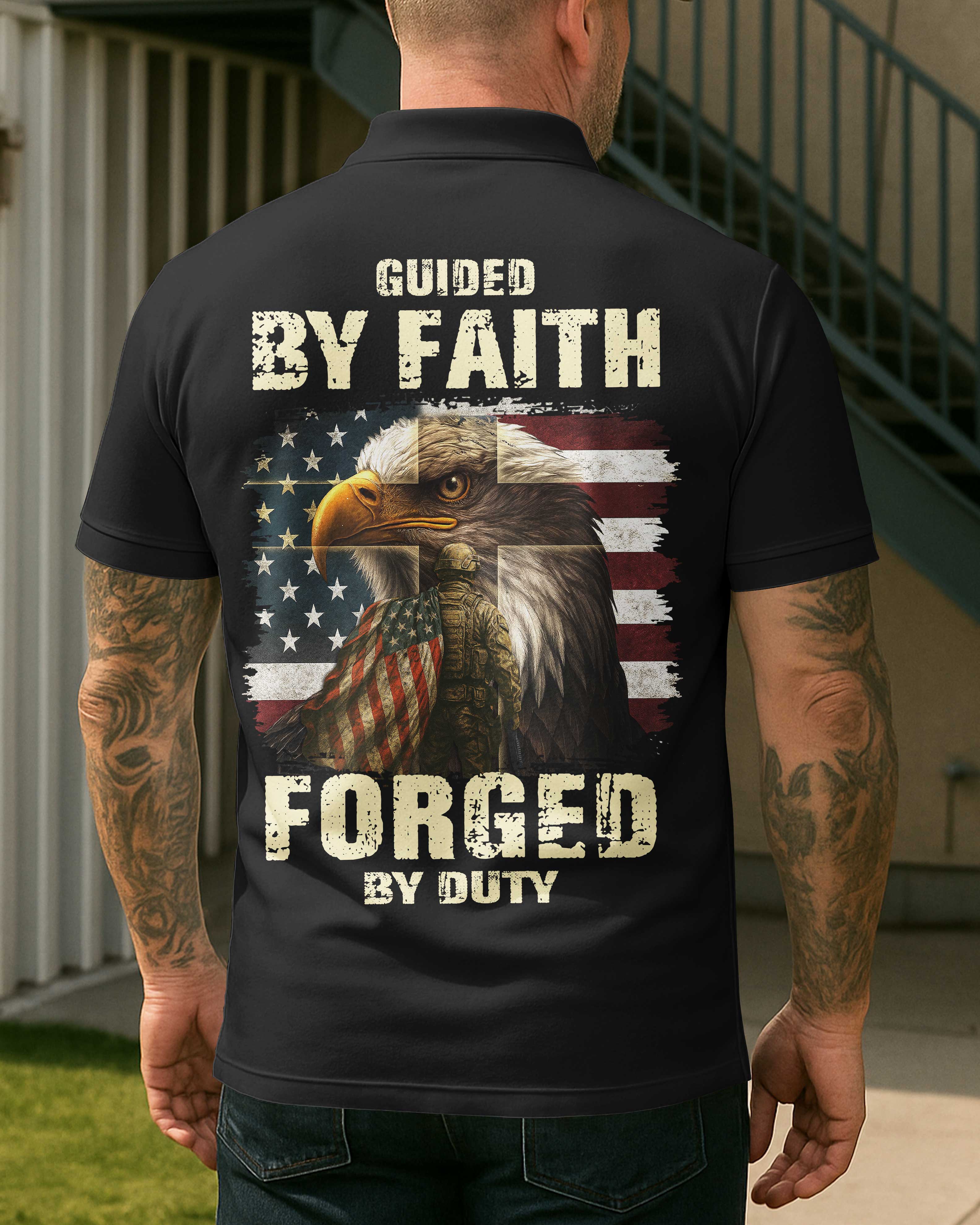 Guided By Faith Forged By Duty All Over Print Polo