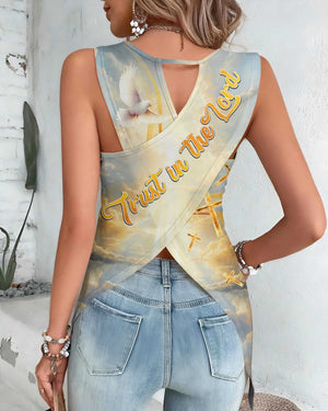 God's Timing Is Perfect All Over Print Cut Out Wrap Back Tank Top