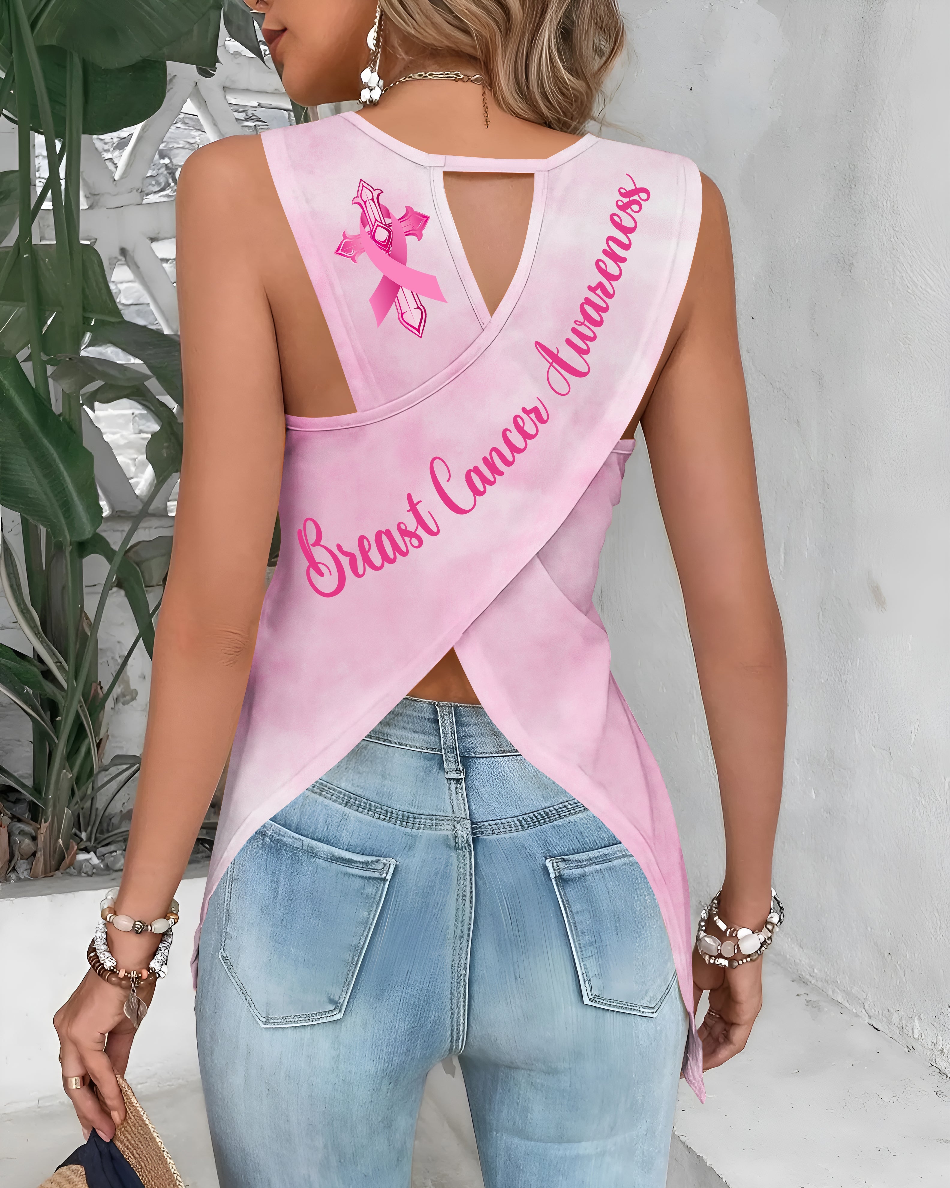 With God All Things Are Possible All Over Print Crop Out Wrap Back Tank Top