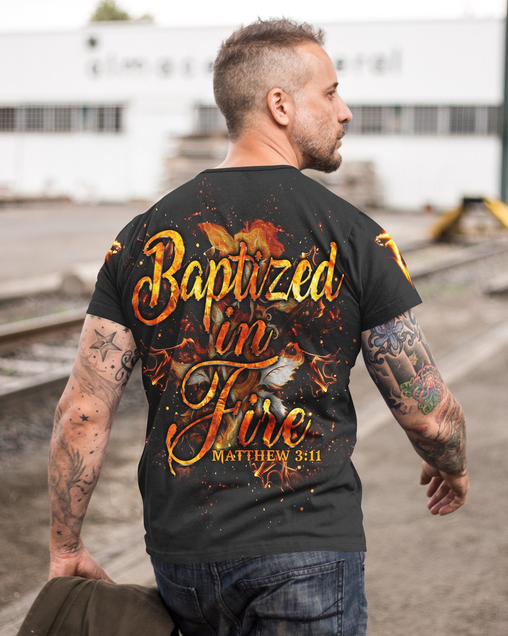 Baptized In Fire All Over Print T-shirt