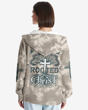 Rooted In Christ All Over Print Zip Hoodie
