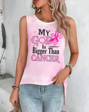 My God Is Bigger Than Cancer All Over Print Crop Out Wrap Back Tank Top