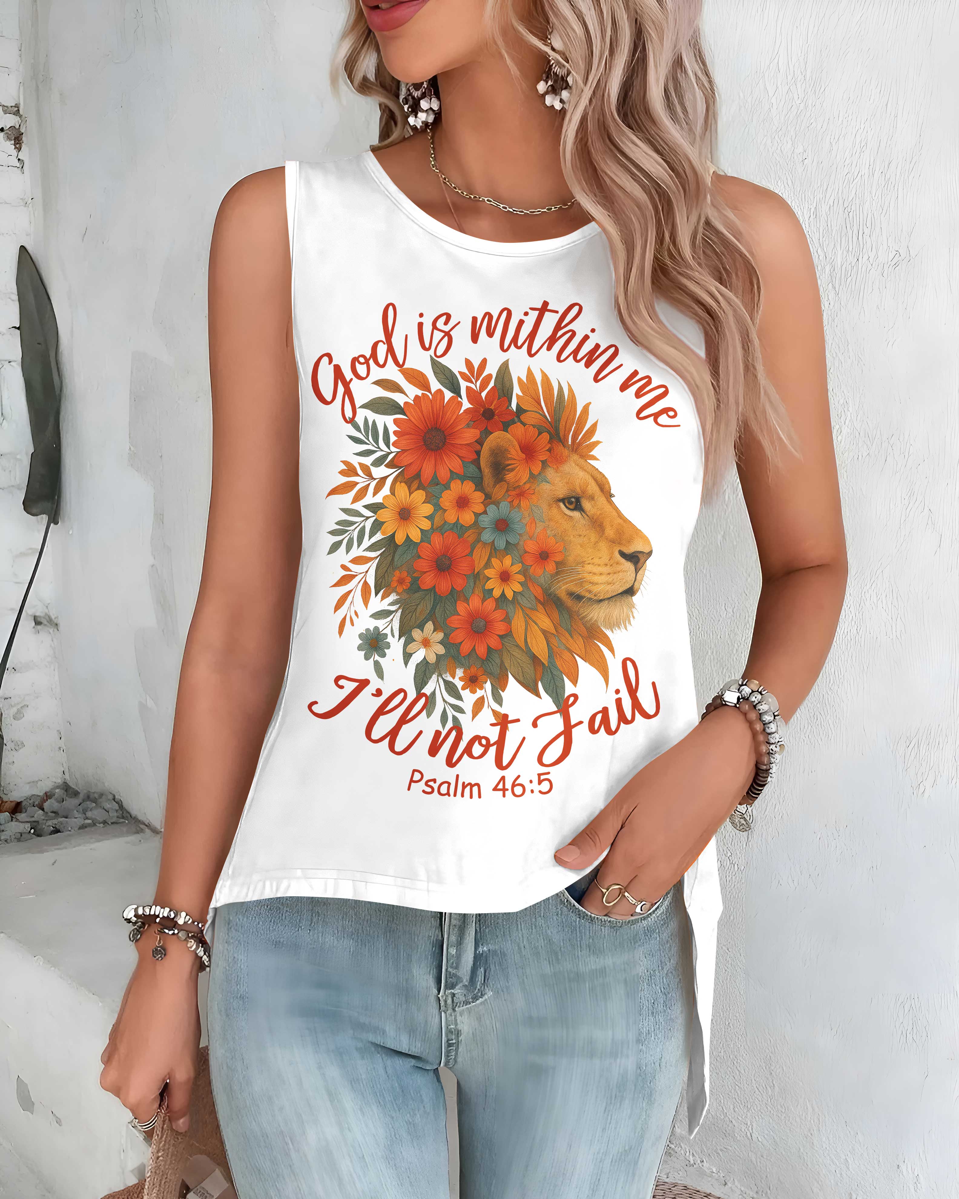 God Is Within Me I'll Not Fail Psalm Crop Out Wrap Back Tank Top