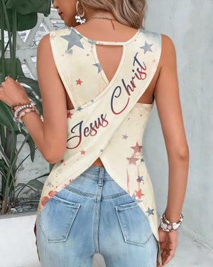 I Can Do All Things Through Christ All Over Print Crop Out Wrap Back Tank Top