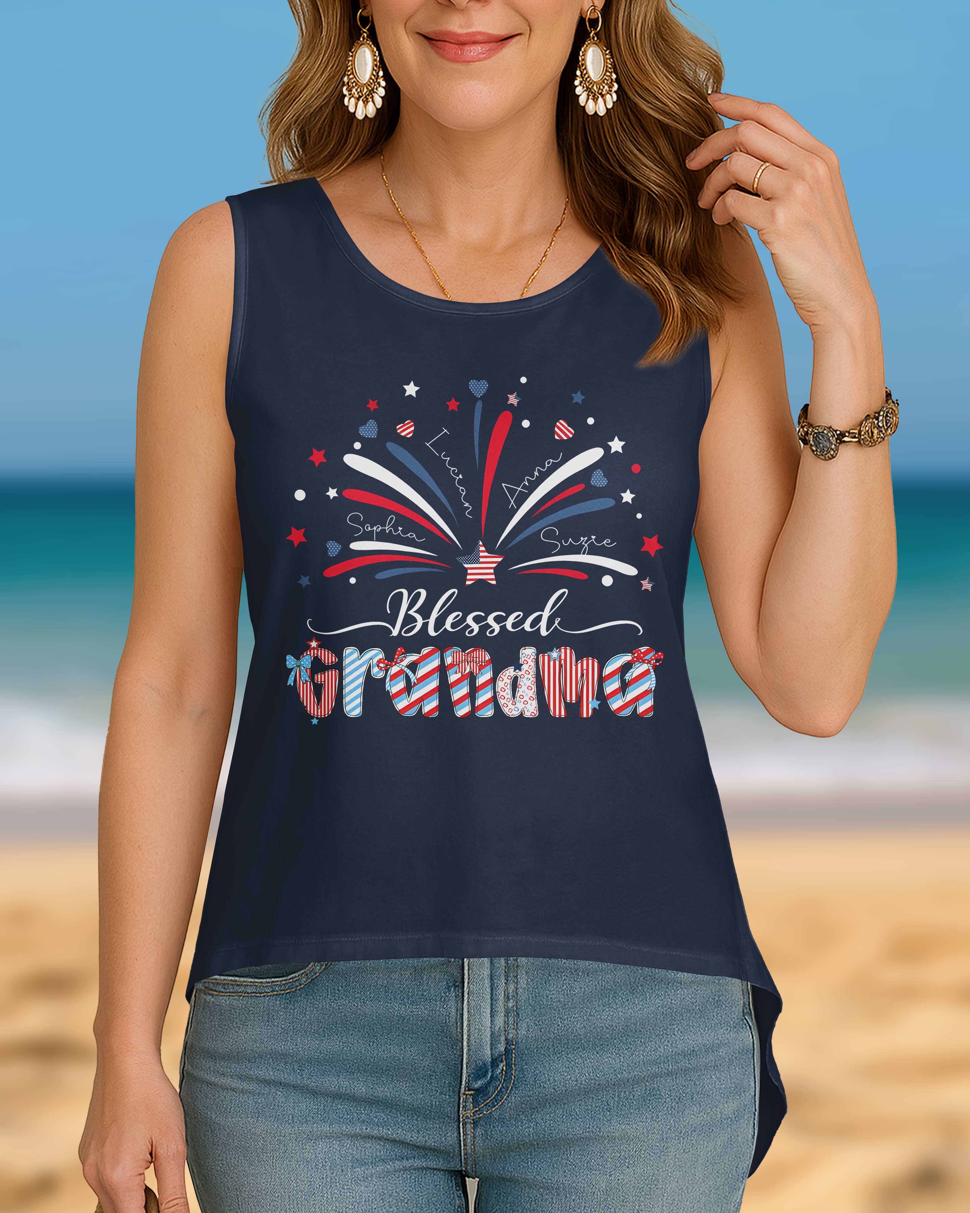 Blessed Grandma Crop Out Wrap Back Tank Top