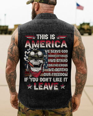 This Is America Sleevesless Denim Shirt