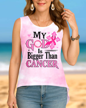 My God Is Bigger Than Cancer All Over Print Crop Out Wrap Back Tank Top