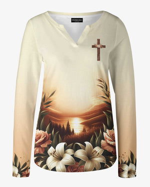 The Gospel Is Simple: Repent & Believe All Over Print V-neck Long Sleeves Shirt