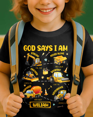 God Says I Am Boys Truck T-Shirt Kid