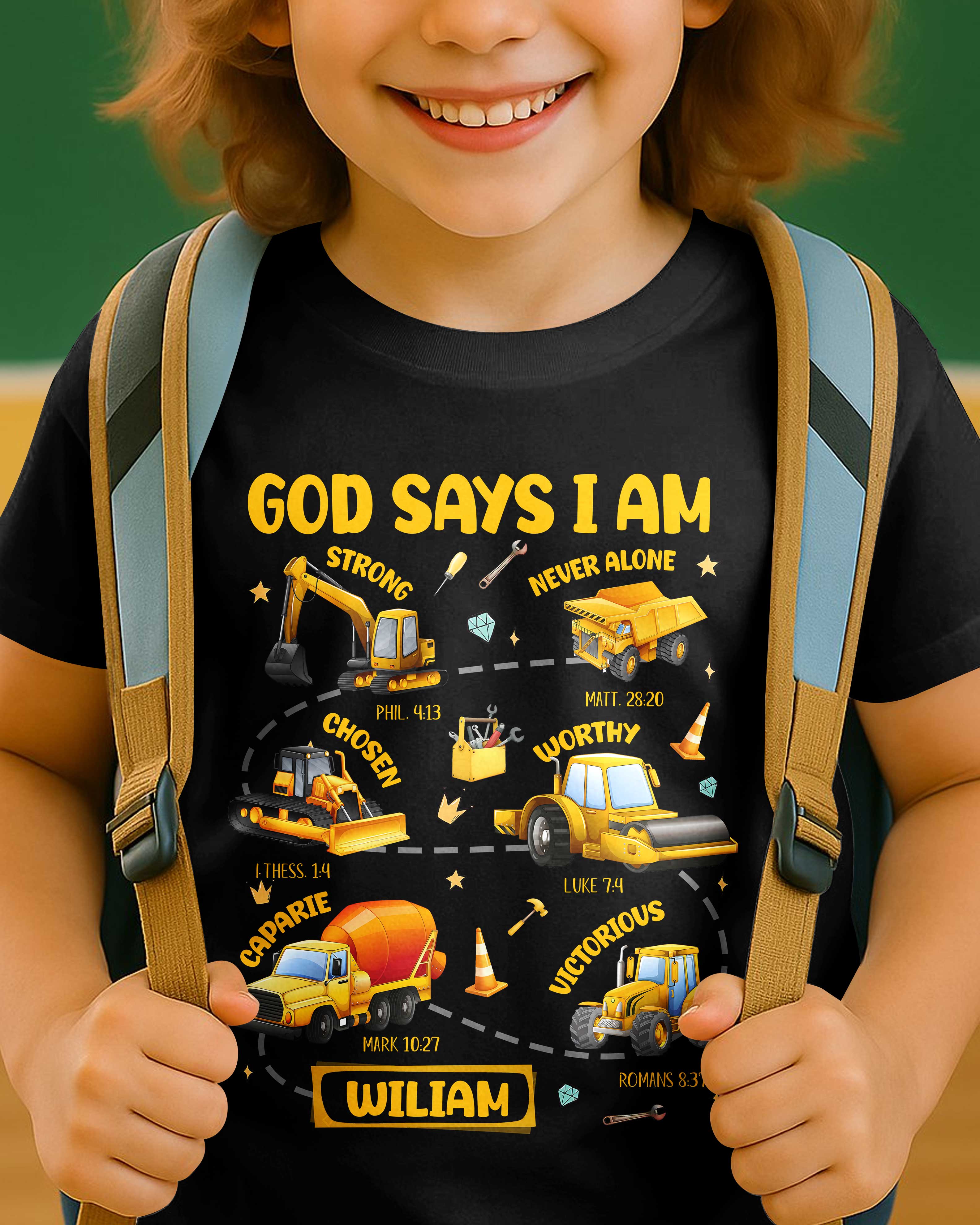 God Says I Am Boys Truck T-Shirt Kid