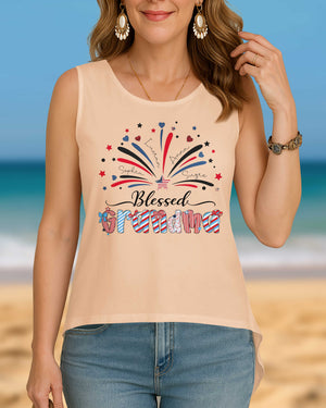 Blessed Grandma Crop Out Wrap Back Tank Top