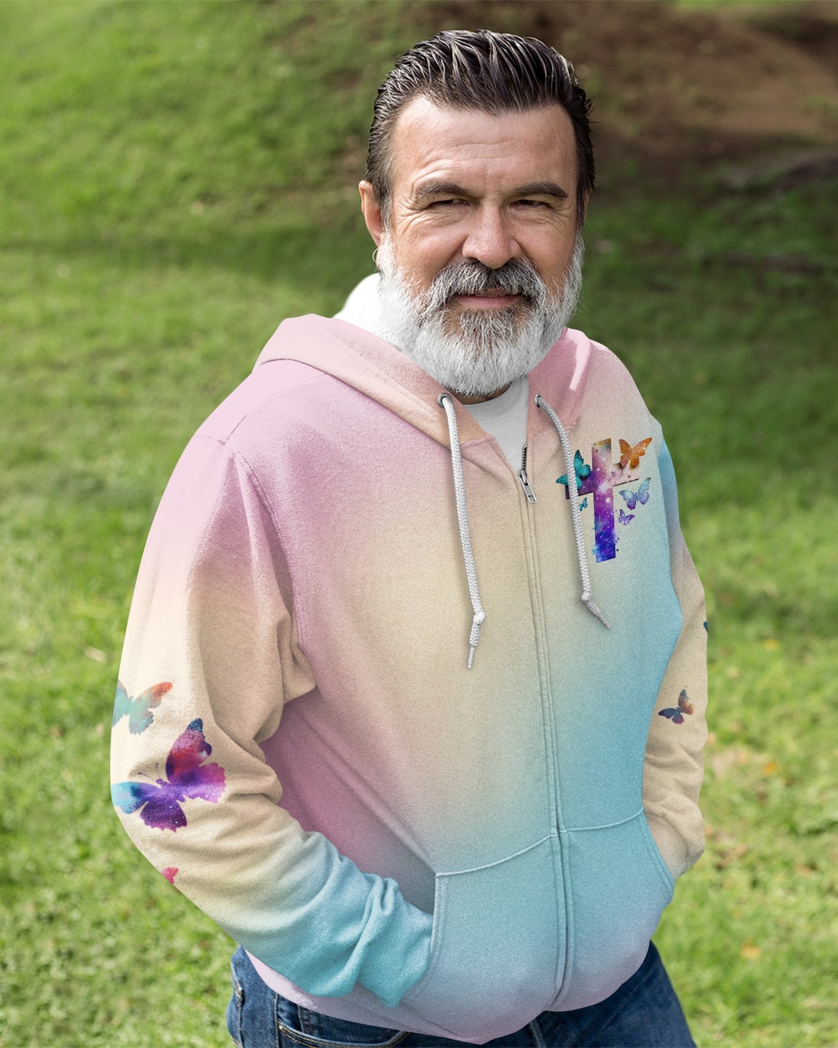 Butterfly Faith Hope Love All Over Print Zip Hoodie