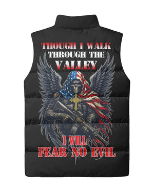 Though I Walk Through The Valley I Will Fear No Evil All Over Print Sleeveless Puffer Jacket