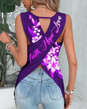 Faith Hope Love All Over Print Cut Out Wrap Back Tank Top