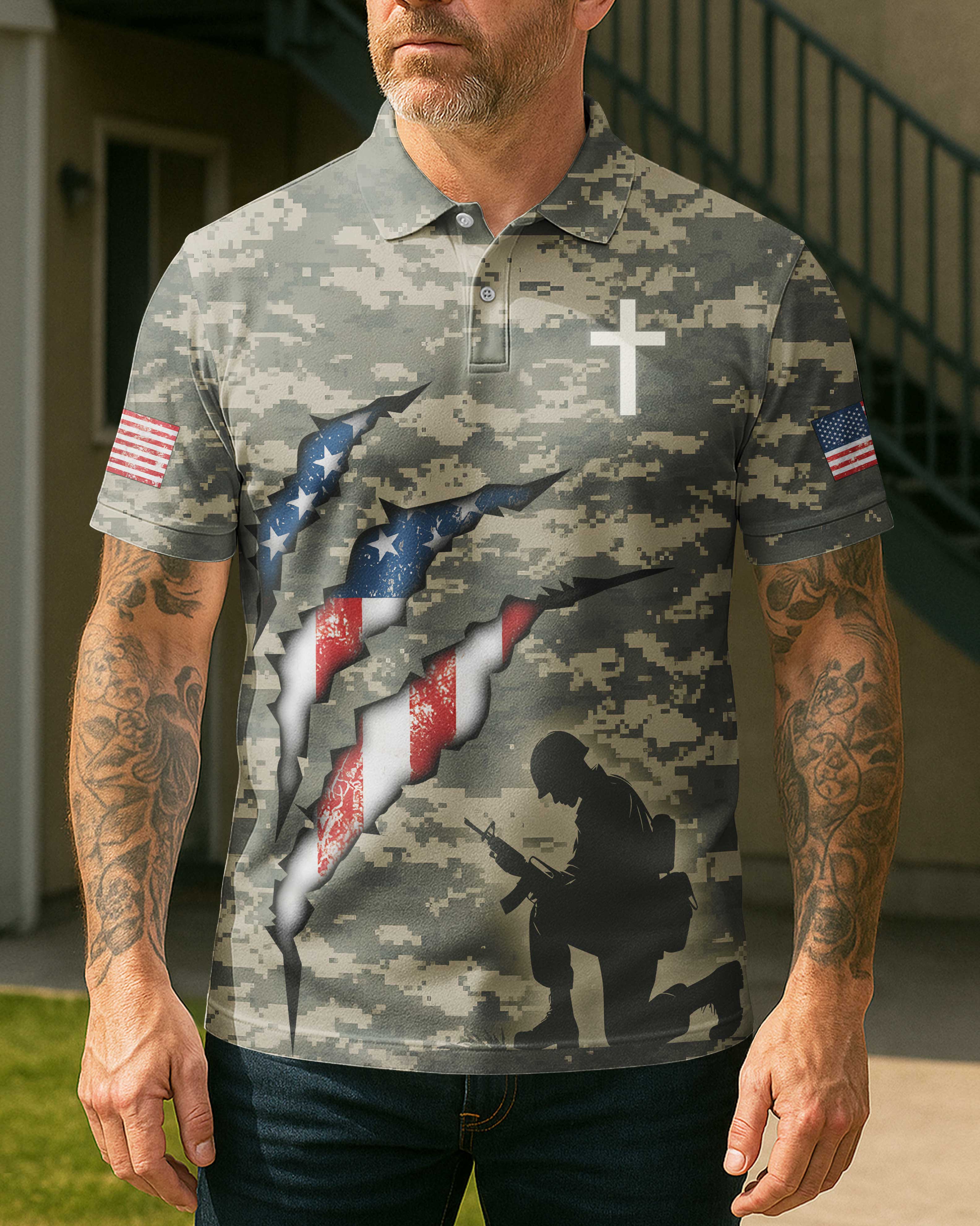 Protected By God All Over Print Polo