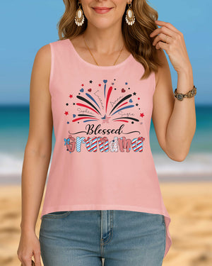 Blessed Grandma Crop Out Wrap Back Tank Top