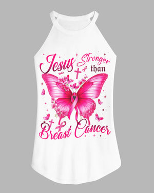 Jesus Stronger Than Breast Cancer Rocker Tank Top