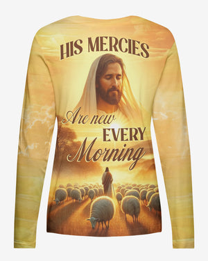 His Mercies Are New Every Morning All Over Print V-neck Long Sleeves Shirt