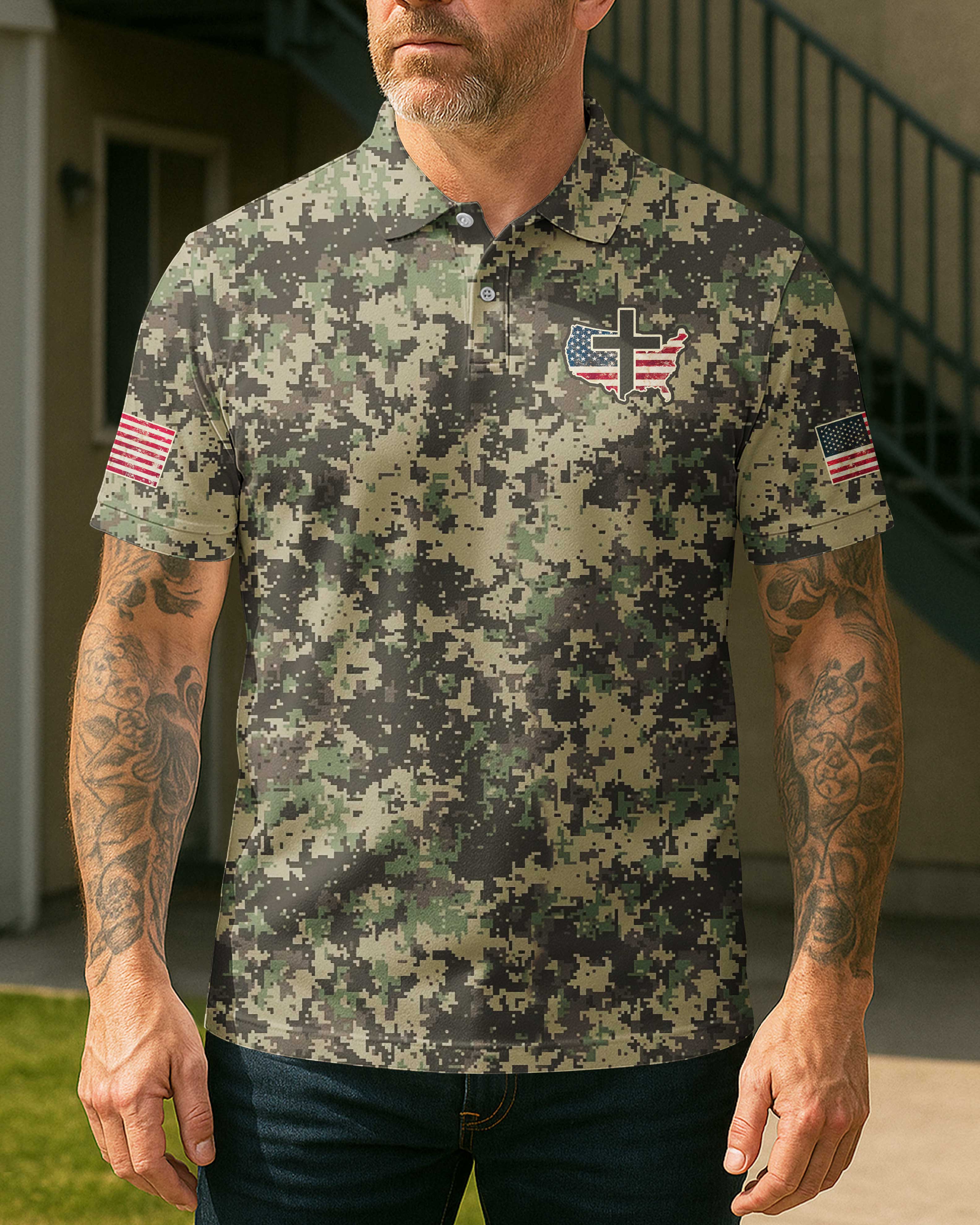 No Weapon Formed Shall Prosper All Over Print Polo