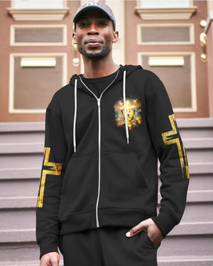 God Steps In Miracles Happen All Over Print Zip Hoodie