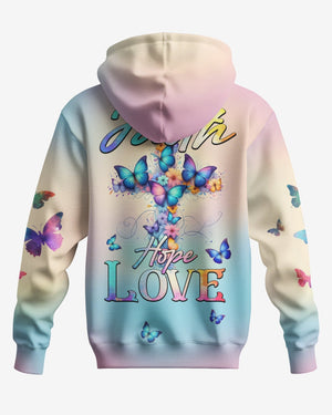Butterfly Faith Hope Love All Over Print Zip Hoodie