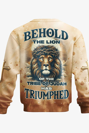 Behold The Lion Of The Tribe Of Judah Has Triumphed All Over Print Sweater