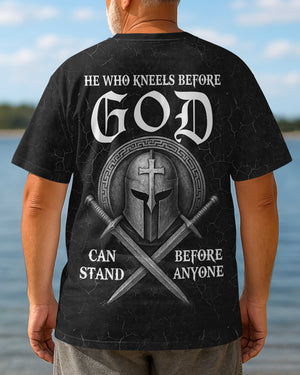 He Who Kneels Before God Can Stand Before Anyone All Over Print T-Shirt