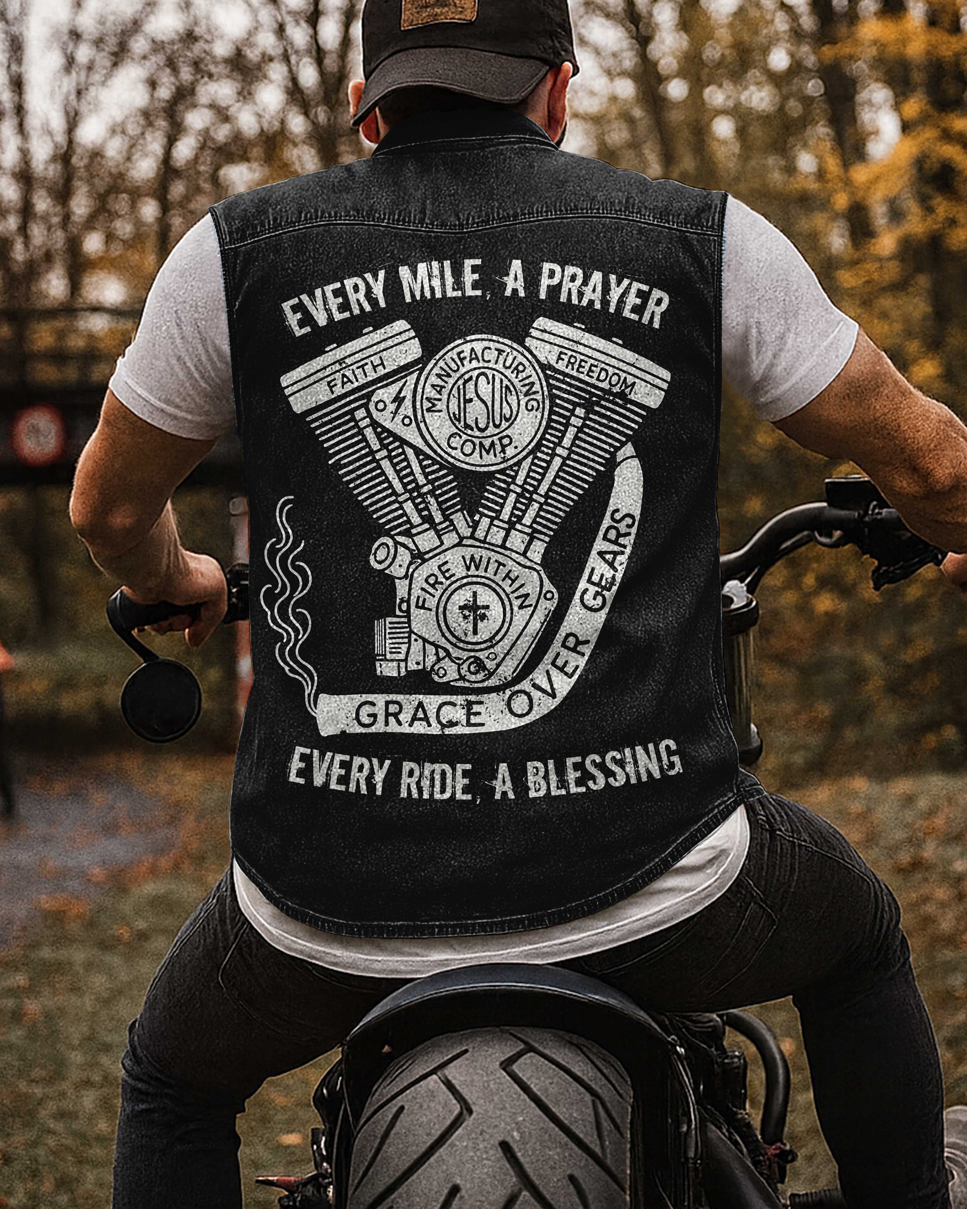 Every Mile A Prayer Sleevesless Denim Shirt