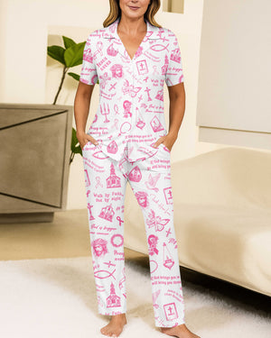 My God Is Bigger Than Cancer Button Pajamas