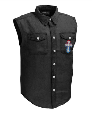 No Chains But Christ Sleevesless Denim Shirt
